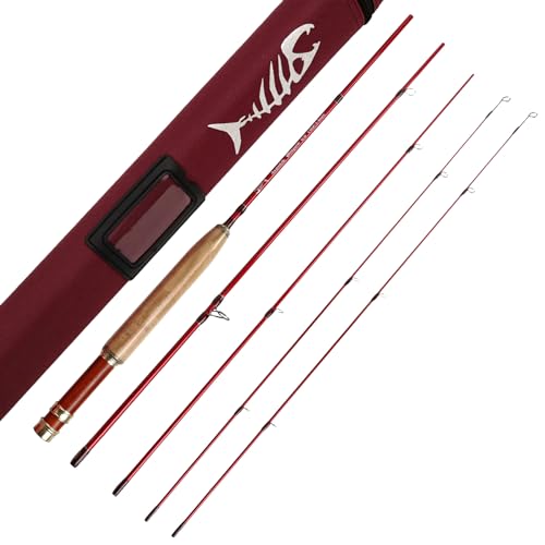 Aventik Whisperer Fly Fishing Rod 4 Pieces, 6FT 0/1/2/3wt, 7FT 3/4wt, 24T Corbon Fiber Fast Action Super Compact Freshwater Ultra Light Fly Rod with Cordura Rod Tube (7'6'' LW3/4 with Extra Tip)
