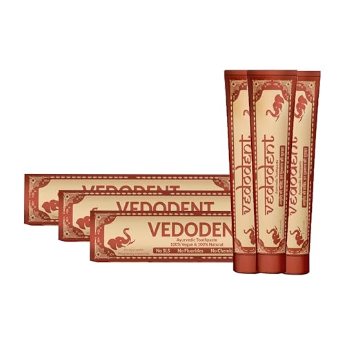 Image of Growfitz Herbal Ayurvedic Vedodent Red Toothpaste 100g | Teeth Whitening, No Artificial Colors | Goodness Of 21 Ayurvedic Herbs | Fresh Breath | Natural Oral Care for Strong Teeth & Gums (Pack of 3)