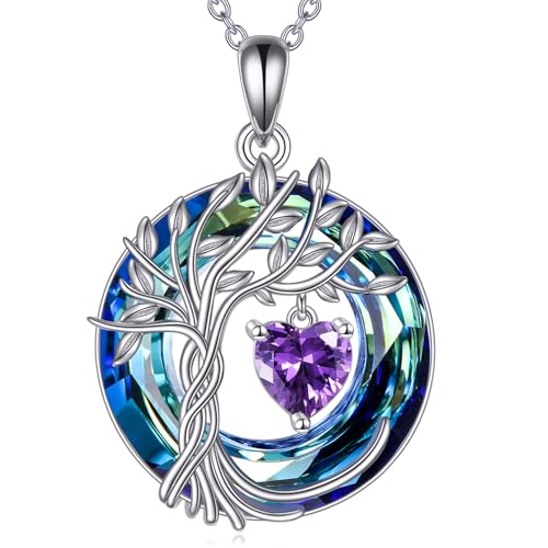 Collier arbre de vie pour femme en argent avec pierre de naissance