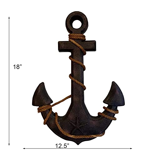 T&Garice Hanging Nautical Wooden Anchor Wall Decor,18''H,Rustic Anchor Wall Art Sculpture Beach Theme Home Decoration #TOP1