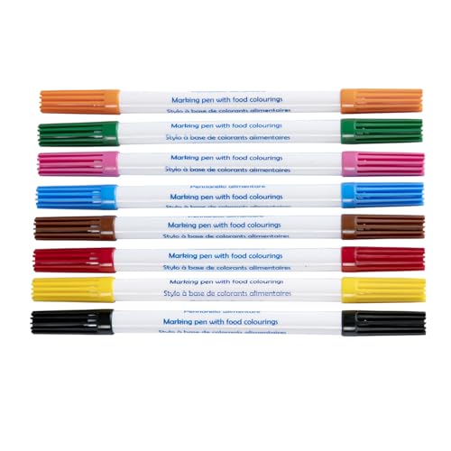 BrandNewCake® Rotuladores de Tinta Comestible - Set de 8 - Bolígrafo Comestible para Decoración de Tartas