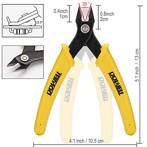 DOWELL Micro Cutter Flush Cutter Electronics Soft Wire Cutters Professional Cutting Copper And Aluminum Wire Cables (3PC) - Thumbnail 3