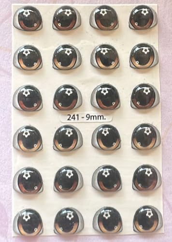 241-9: 3D Resin Googly & Wiggle Eyes (24 Pcs/12 Pairs) 9mm – Brown – Self-Adhesive for DIY Crafts, Clay, Felt, EVA, Cold Porcelain, Polymer Clay, Sculptures, Amigurumi, Scrapbooking & DIY Projects