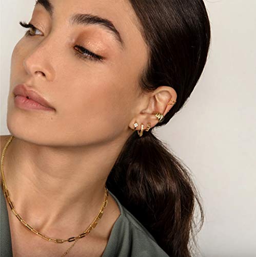 Beneige Dainty Hoop Earrings 14K Gold Plated Cubic Zirconia Flower Huggie Earrings Cz Geometric Handmade Sleeper Hoop Earrings For Womens Jewelry Gift #TOP2