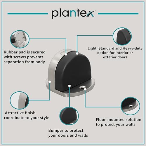 Image of Plantex Floor Mounted Door Buffer /Sound Dampening Rubber Buffer for Bed Room /Living Room /Kitchen /Bathroom Door /Stops for Door - Pack of 1 (Satin)