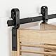 102cm/3.3FT Bifold Schiebetürbeschlag Schiebetüren Schiebetürsystem Komplettset Laufschiene Rollen Set Schwarz für 2 Holztür 48cm Breit