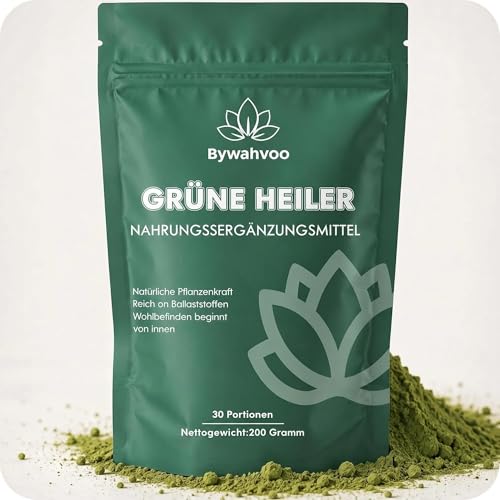 Grünes Superfood Pulver 200g Vegan Greens Mix mit Matcha Spirulina Gerstengras & Heidelbeere ballaststoffreiches Pflanzenpulver für Smoothies Shakes & Bowls
