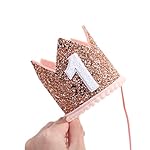 Glitter Birthday Crown - Photo Booth Props, Party Hat for Baby's 1st Birthday (Pink and Gold) - Image 5