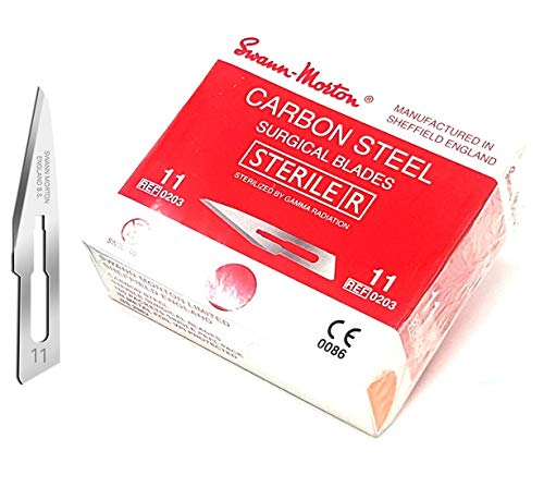 Swann Morton No.11 Sterilised Surgical Blades (X100 Single Blades)