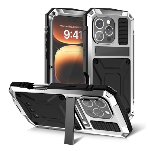 Coque antichoc iPhone 16 Plus Lanshui en métal argent 6,7 pouces
