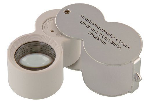 lluminated Jewelers Loupe 25mm Dual 2 LED & UV