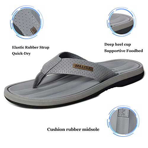 MALIDA Mens Flip Flops Non-Slip Bathroom Shower Shoes Waterproof Cushion foam Indoor and Outdoor Thong Sandals2