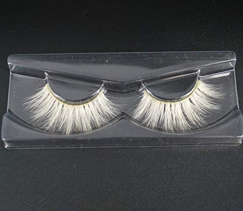 3 Pairs White Eyelashes Mink Natural Looking False Strip Lashes Halloween Party Makeup Decoration (White) #TOP1