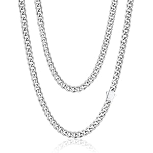 PROSTEEL Miami Cuban Link Chain for Men, 18K Gold/Black/Stainless Steel Necklace,6mm/9mm/12mm Width, Upgrade Clasp & Durable Chain for Mens Womens Jewelry,18"-30",with Gift Box 20 inches 01.