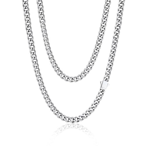 PROSTEEL Miami Cuban Link Chain for Men, 18K Gold/Black/Stainless Steel Necklace,6mm/9mm/12mm Width, Upgrade Clasp & Durable Chain for Mens Womens Jewelry,18"-30",with Gift Box 20 inches 01.