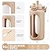 BLUEGO 64oz Glass Water Bottles with Straw Time Marker Half Gallon Large Motivational Water Bottle with Silicone Sleeve 2 Liter Large Glass Water Jug for Gym, Sports& Workout, Daily, Amber