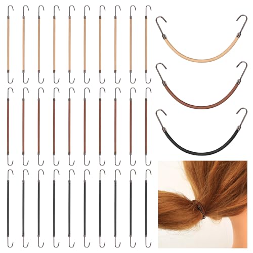 30 Pezzi Elastici per Capelli con Gancio, Scrunchies per Capelli, Fasce per Coda di Cavallo, Fermagli per Capelli, Ganci per Coda di Cavallo, Accessori per Capelli Donna