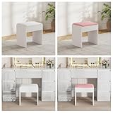 LSBIKE Mode Schminktisch Hocker Mit Soft Padded，Sitzhocker Aus Holz Mit Gepolstertem Kissen & Bezug Aus Kunstleder, Moderner Polsterhocker Klavier Stuhl 40 x 30 x 40 cm，Einfach Zu Montiere (Weiß)