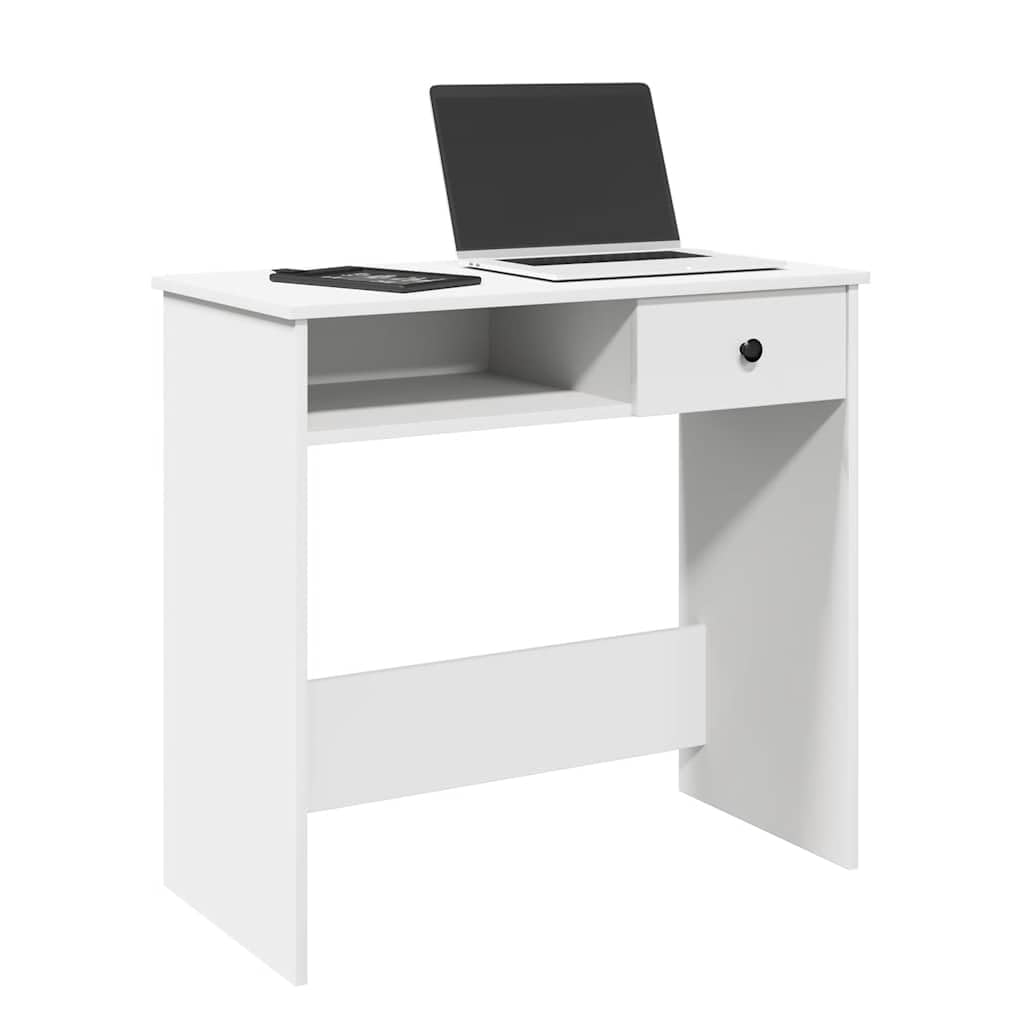 Scrivania bianca 80 x 40 x 75 cm, materiale in legno, spaziosa superficie di lavoro, ideale per casa, ufficio, giochi, cameretta dei bambini, con spazio di archiviazione