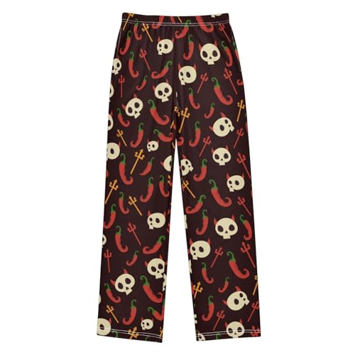 ZZXXB Skull Chilli Boys Long Pants Soft Trousers Elastic Waist Kids Lounge Bottoms with Pockets S-XL