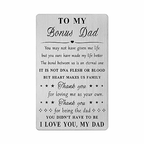 Stepdad Birthday Card - Step Dad Gifts from Daughter - Thank You for Loving Me As Your Own - Bouns Dad Birthday Wallet Card Gifts