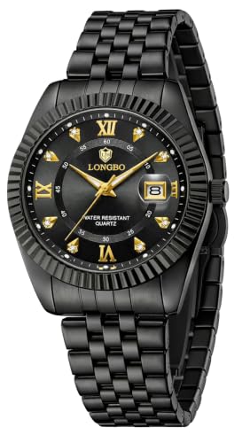 Image of Longbo Trident 83831 Analog Watch with Studded Dial Accents, Stainless Steel Bracelet, Luminous Hands & Date Display | Men | Office, Business, Formal & Gifting