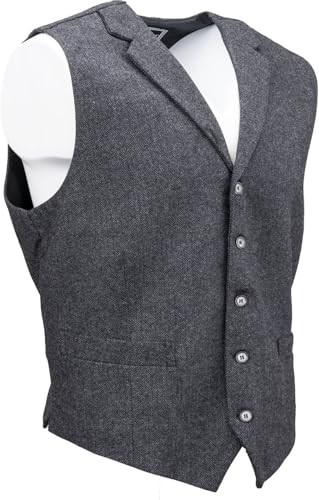 OUTBACK TRADING Men's Jessie Vest | Lightweight Button Down Wool Western Outdoor Vest with Adjustable Back Slide Belt3