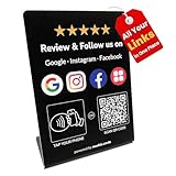 Review Stand for Google with Social Media Sign – Multi-Link Review & Follow us on Instagram, Facebook & More, Reusable NFC Tap or QR Scan – No App, No Fees – Easy Setup, Works with All Smartphones