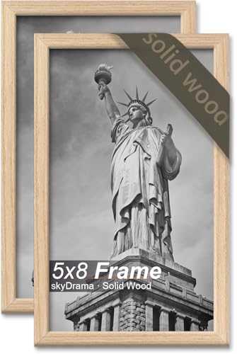 skyDrama Solid Wood 5x8 Picture Frame with Natural Wood Grain 2 Packs