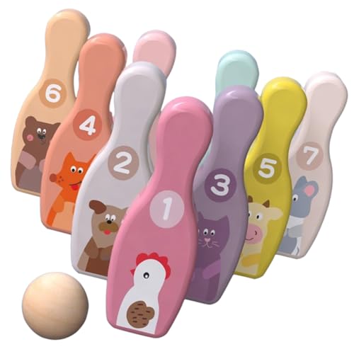 BESPORTBLE 1 Juego Bolos para Toys Family Games Party Games Kit de Juegos de Interior para Bola de boliche para los lanzan de Madera Colorful