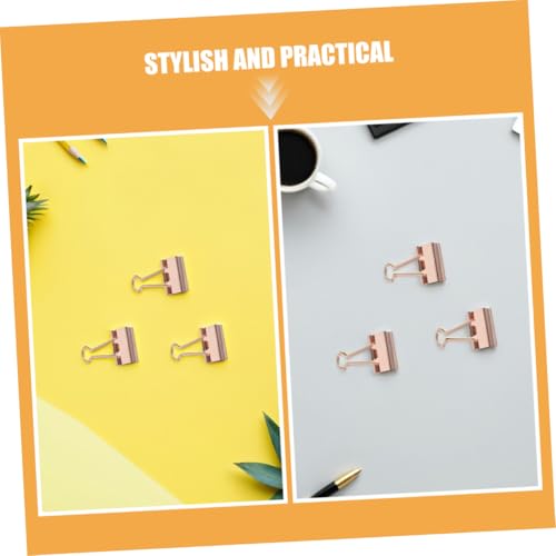 Pinces métalliques or rose pour organisation de documents de bureau - 7