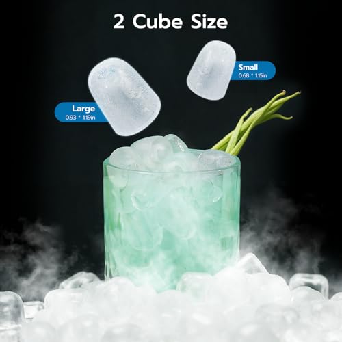 ZAFRO Countertop Ice Maker, 26.5Lbs/24H, 9 Bullet Cubes in 6 Mins, Self-Cleaning Portable Ice Machine with 2 Ice Sizes (S/L), Quiet Compact Design, Double Handles, for Home, Party, RV, Camping, Green