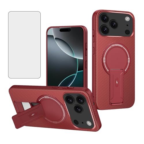 Coque iPhone 17 Pro Max antichoc rigide fibre de carbone magnétique avec verre