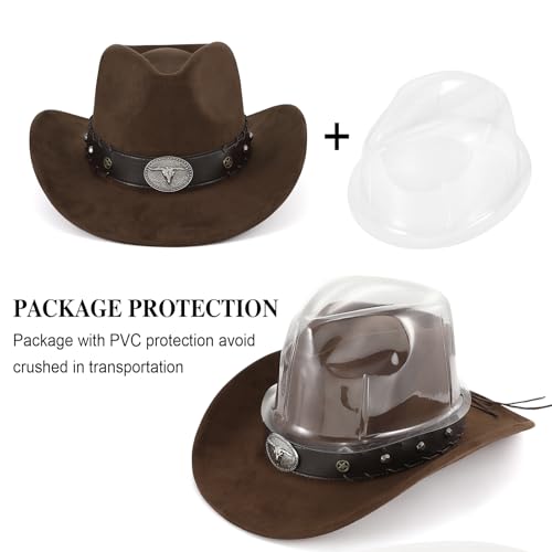Image of Cowboy Hat for Men Women Suede Western Leather Cowgirl Hats Uniex Hat