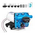 Heuyrao Rv Water Pump 12V DC Quiet 5.5GPM 70PSI,4 Chamber Self Priming Diaphragm Fresh Water Pressure Pump with Pressure Switch Strainer for RV Marine,Camper,Boat,Garden,Travel Trailer