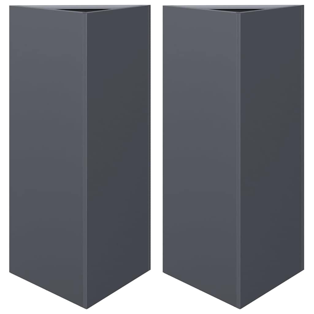 Vidaxl Steel/Anthracite Garden Planters 2 Pcs Triangular 40X34.5x75 Cm