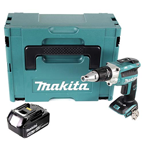 Makita DFS 250 M1J - Avvitatore per cartongesso, 18 V, senza spazzole + 1 batteria da 4,0 Ah + Makpac, senza caricatore