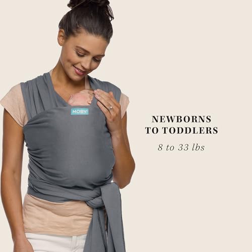 Image of Moby Baby Wrap Carrier Classic for Newborns to Toddlers (8-33lbs), Infant Sling Carrier, Lightweight & Hands Free Design, Adjustable for All Body Types (Flint)