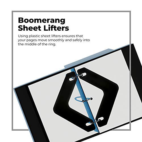 Boomerang Sheet Lifters, Durable, Flat Triangle Shape, 11" X 6", Black, Protect Sheets From Tearing, Fit Standard 3-Ring Binders, 20 Pack #TOP3