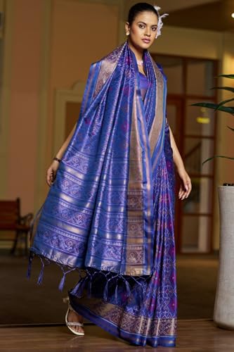Image of SGF11 Women's Kanjivaram Patola Silk Saree Silk Saree Pure Golden Zari With Blouse Piece