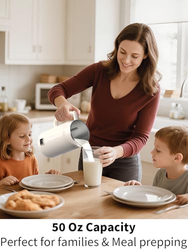 Image of 8-in-1 Nut Milk Maker, 50oz Automatic Soy Milk Machine, 10-Blade Blender | Soybean No Soaking Required Beforehand, Homemade Oat, Almond Milk, Juice, Delay Start, Keep Warm, Boil Water, Self Cleaning