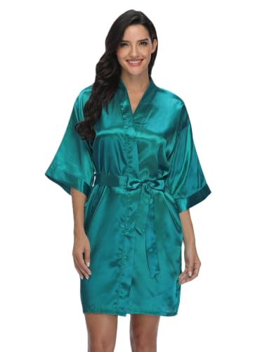 Image of Women's Pure Short Silky Robes Bridesmaid Bride Party Satin Robes Sleepwear