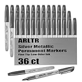 ARLTR Silver Metallic Permanent Markers 36 Pack, Silver Metallic Pens for Artist Illustration, Industrial Marking, DIY Crafts, Gift Card Making
