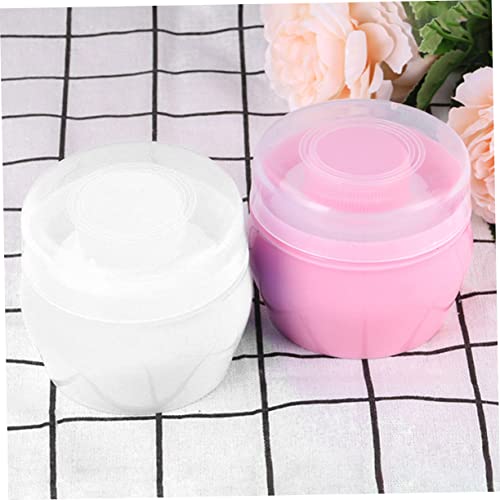 Toyvian 2 Conjuntos De Puff De Pelúcia Para Bebê Puff De Pó De Corpo Recipiente Transparente Recipie