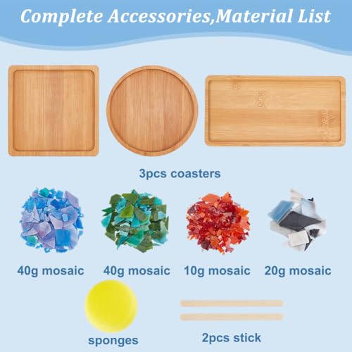 WEBEEDY DIY Mosaic Coaster Kit - Make Your Own Art Plate Coasters for Drinks Tray Home Decor Gifts, 03, Medium - Image 2