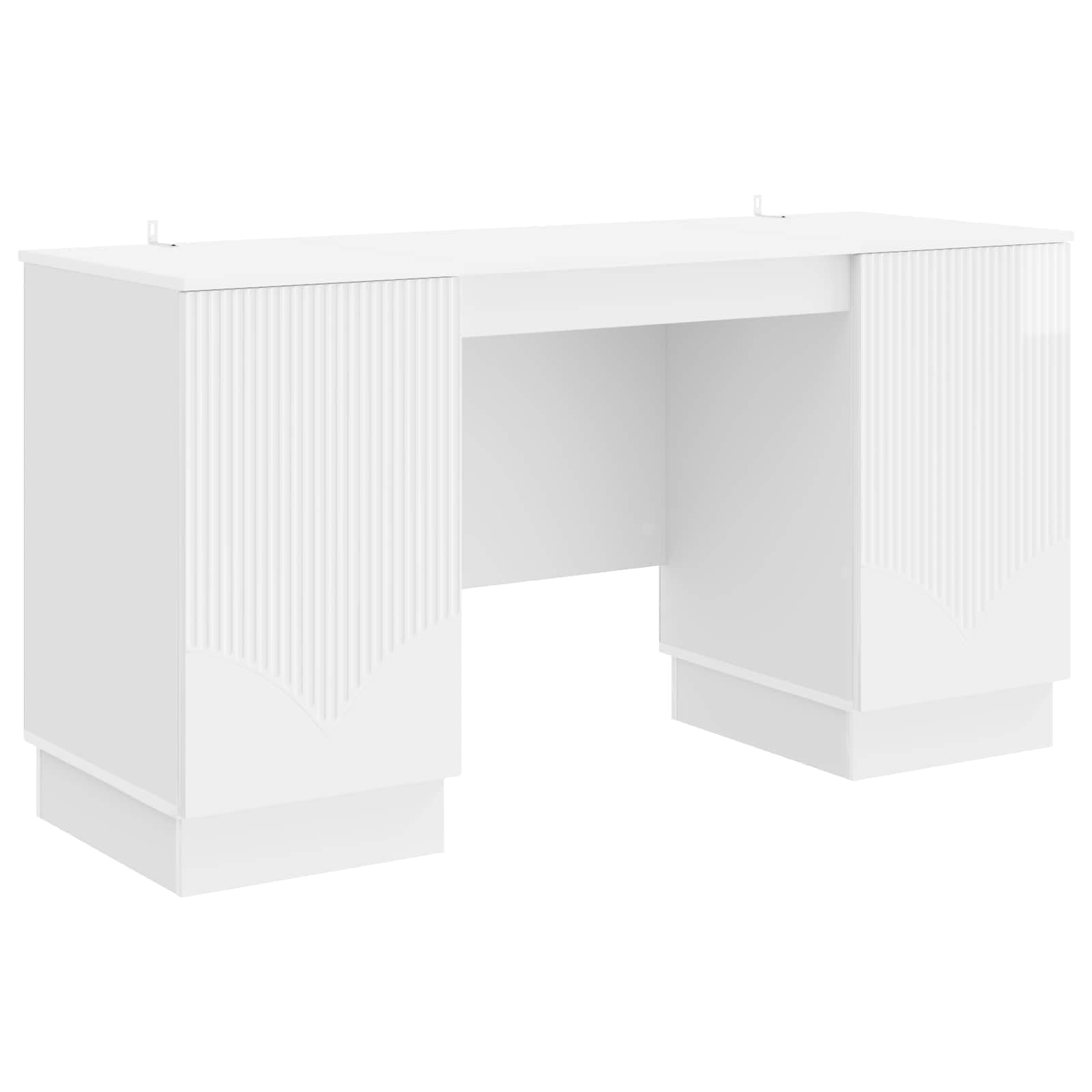 Bureau à domicile en bois blanc pour des journées de télétravail