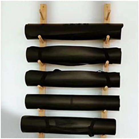 Wall-Mounted Yoga Mat Rack & Foam Roller Organizer – 6/9 Layer Wooden Storage Shelf for Gym, Studio, Home, Office – Space-Saving Exercise Equipment Holder