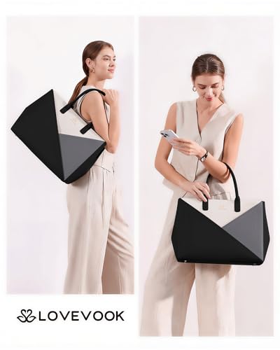 Image of LOVEVOOK Laptop Work Tote Bag for Women with Large Cup Holder, 16 Inch