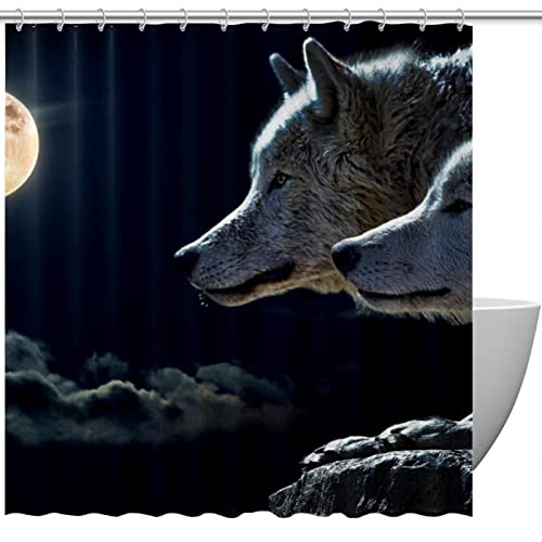 Rideau de douche loup imperméable bleu marine grand format 183x183 - 2