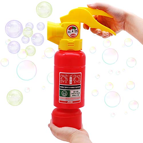 JOYIN Automatic Bubble Maker Fire Extinguisher Bubble Blower Machine with Bubble Solution (100 ml) for Kids, Indoor and Outdoor Play, Summer Themed Party and Birthday